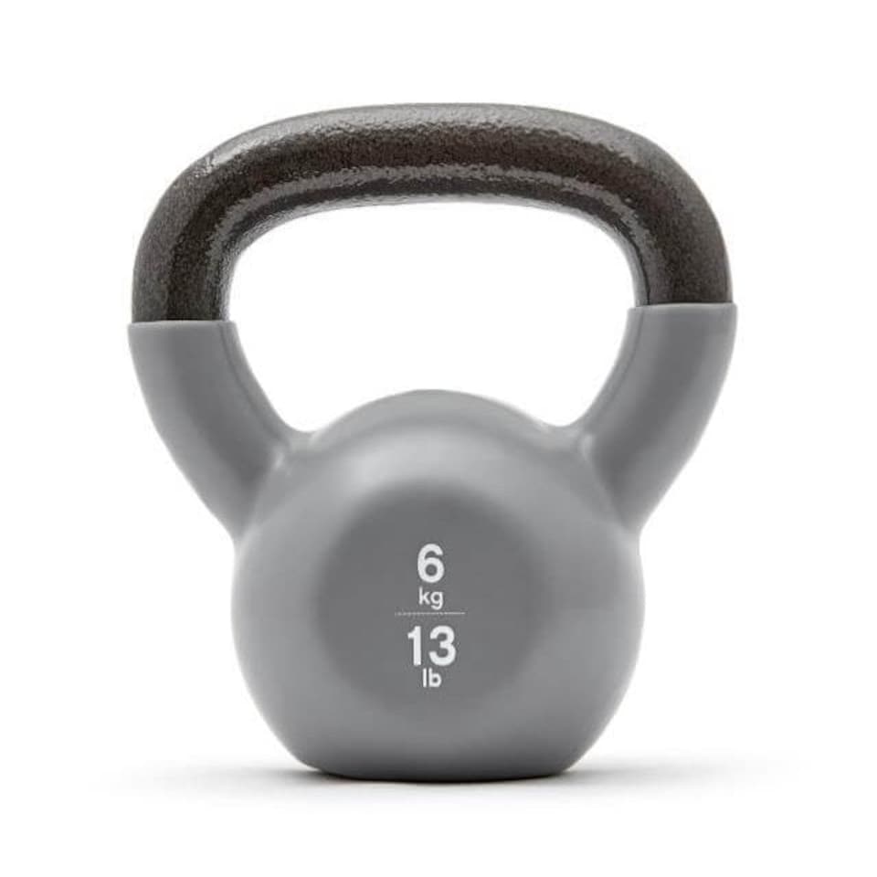 image 1 of Reebok 6kg Cast Iron Kettlebell, Vinyl-Coated with Wide Handle | Multi | Grey/black | 6