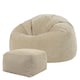 image 3 of Kingston Cord Adults Bean Bag Chair and Pouffe, Ready Filled Beanbag and Footstool Stone Beige | Cream | Natural | 2