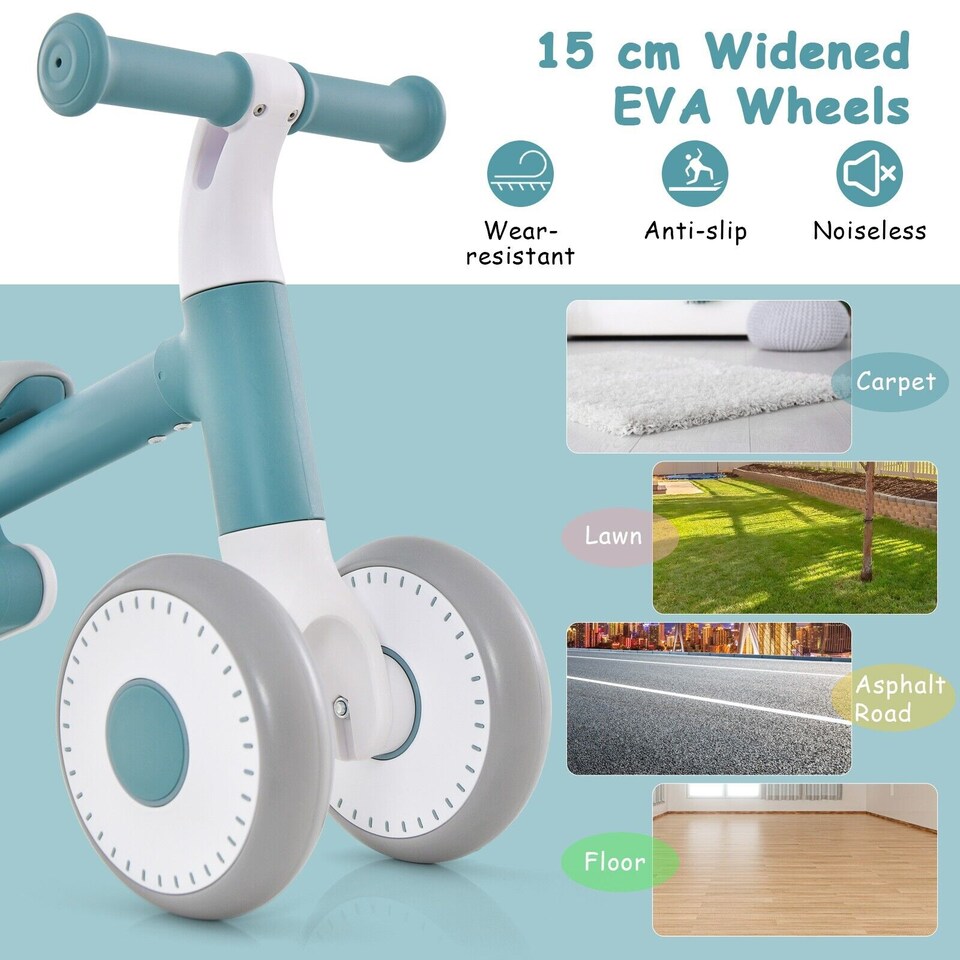 image 1 of COSTWAY Baby Balance Bike 4 Wheels Toddler Blue