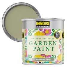 Innov8 Coatings Garden Paint - - 750ml - Hydrangea Green - Satin Finish - 10 Year Guarantee | Green | Sage Green | 1