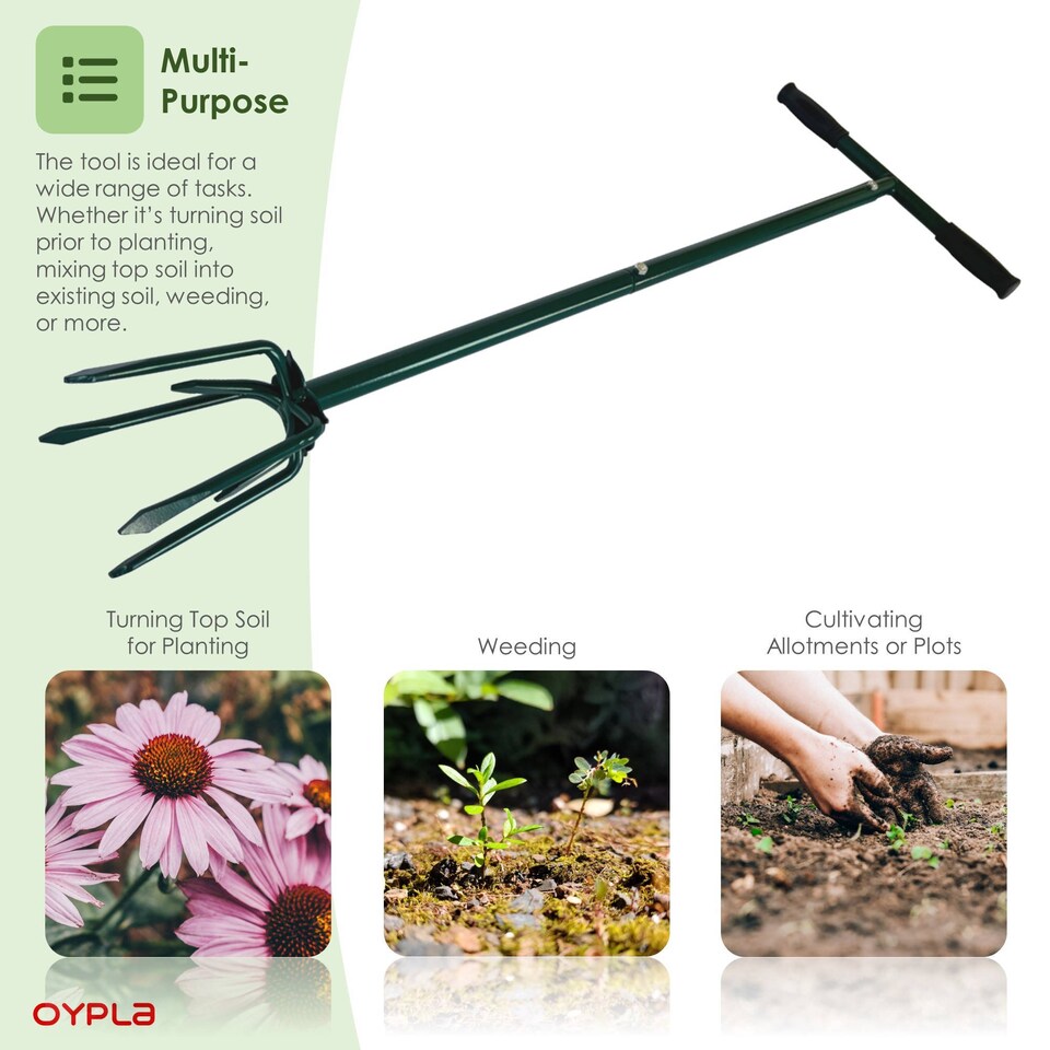 image 1 of Multi Prong Long Handle Hand Tiller Cultivator Garden Weeder