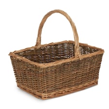 Rectangular Unpeeled Willow Shopping Basket Brown | Brown | M