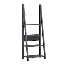 Riva Scandinavian Retro Ladder Bookcase Shelving Shelf Unit Dark Grey 5 Tier