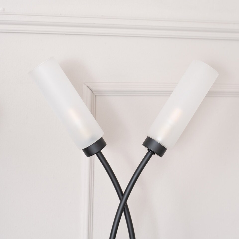 image 1 of ValueLights Maya Matte Black 2 Way Curved Cross Over Table Lamp | Black