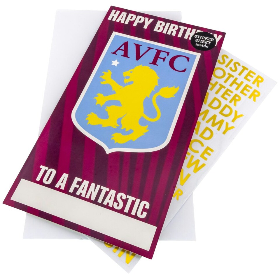 image 1 of Aston Villa FC Customisable Birthday Card - Claret/Blue - One Size
