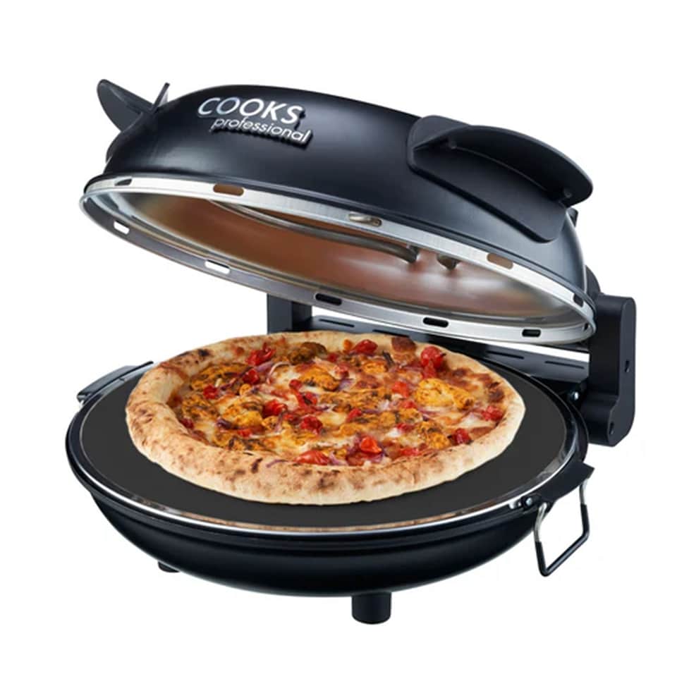 image 1 of Cooks Professional Electric Pizza Oven with Stone Base, Window, Paddles & Baking Sheet | Black