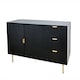 image 4 of OHS Ribbed Sideboard Table Modern Drawer Shelf Cabinet Storage | Black