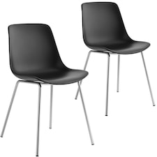 Dining Chair Mave - large plastic seat, ergonomic, high backrest, 120 kg load capacity | Black | black/chrome | One Size | 2