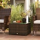 image 10 of Outsunny Outdoor Coffee Table with Glass Top, Rattan Side Table 