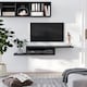 image 6 of HOMCOM Floating TV Unit, Wall Mounted TV Stand with Open Shelf and 2 Cable Holes, Entertainment Unit for Living Room, Black