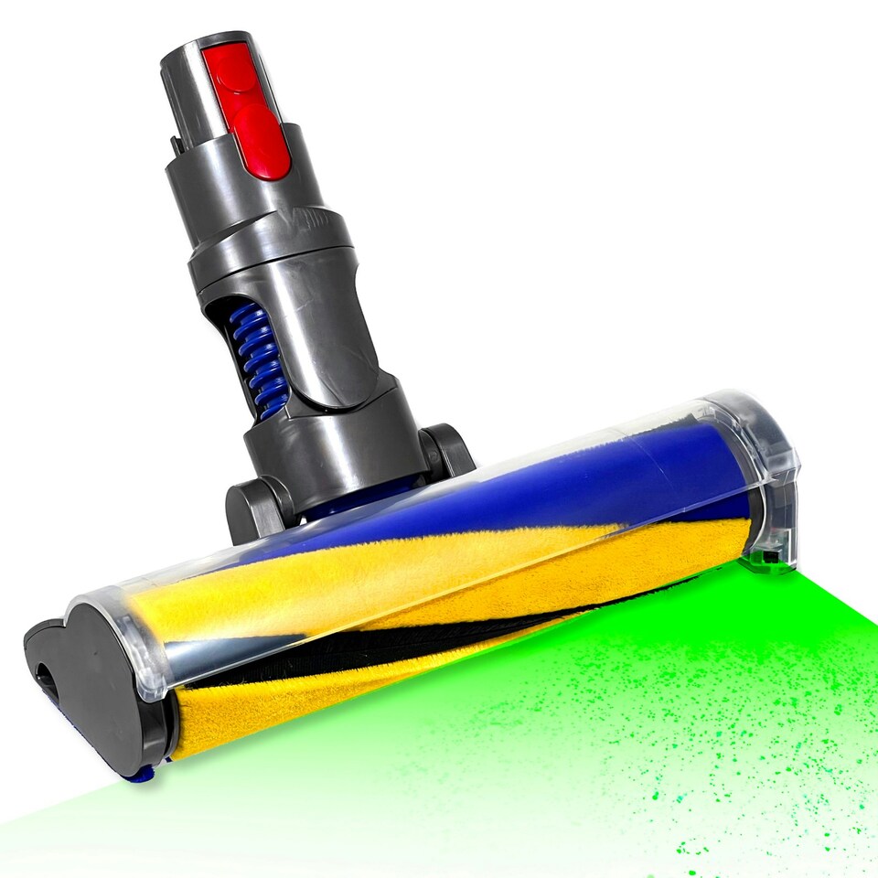 image 1 of SPARES2GO Soft Roller Brush Head for Dyson V7 V8 V10 V11 V15 Vacuum Direct Drive Hard Floor Tool Laser
