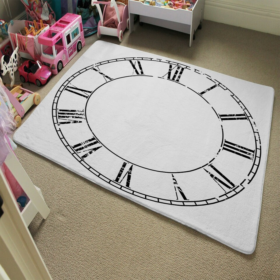 image 1 of Roman Numeral Clock (Rug) Multi | Medium: 80x150cm