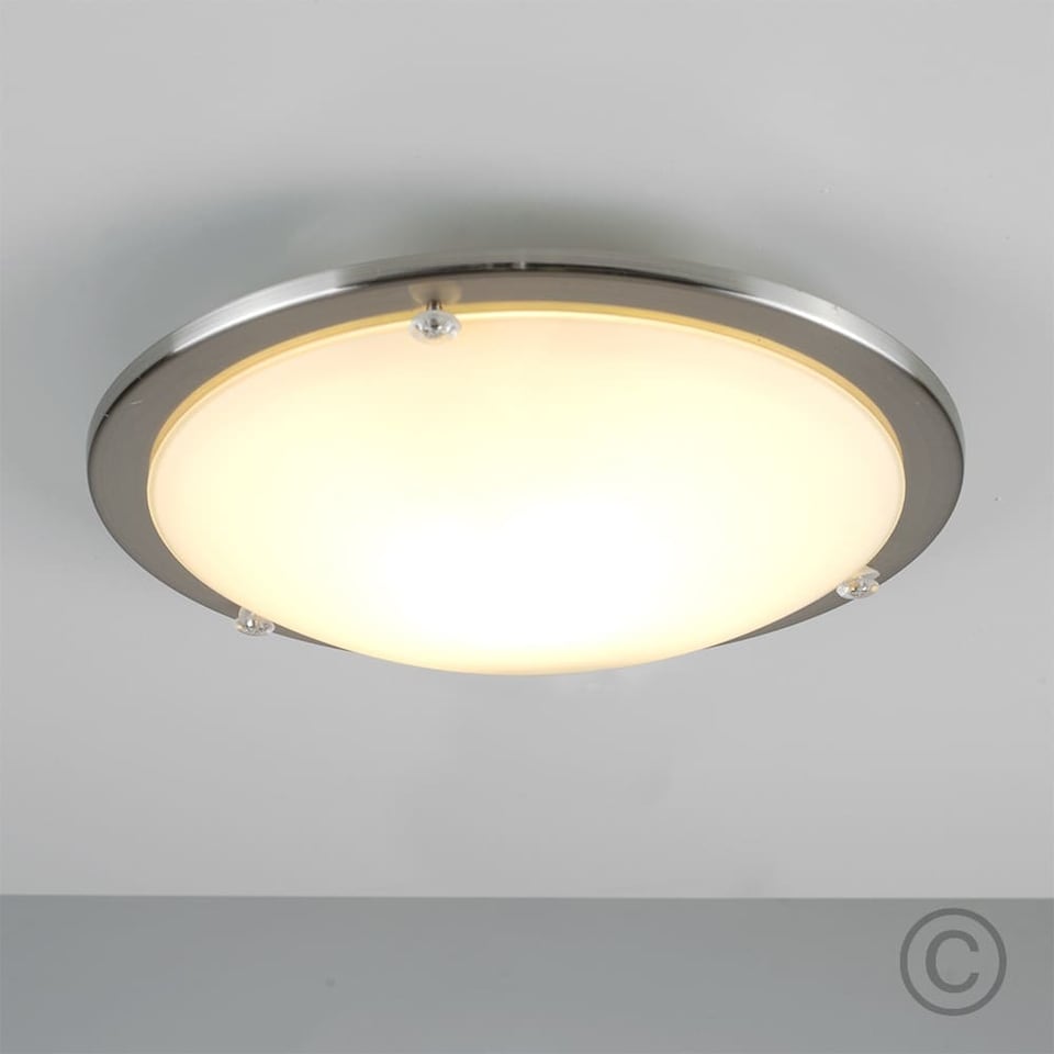 image 1 of ValueLights Cymbal Round Flush Silver Ceiling Light