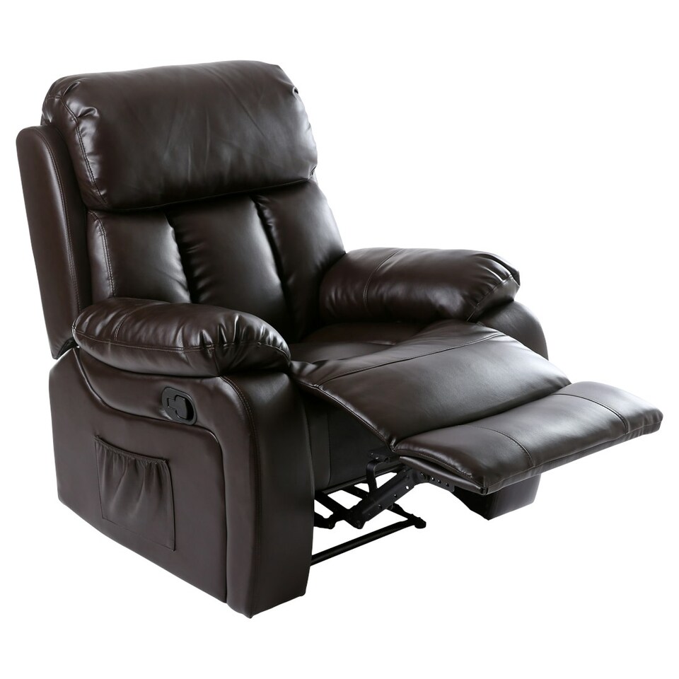 image 1 of Chester Bonded Leather Manual Recliner Chair with Heat And Massage (Brown)