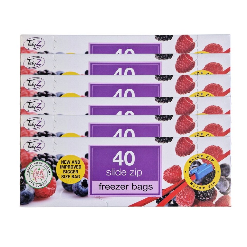 TidyZ Slide Zip Freezer Bags 40 Assorted Pack Multipack 6