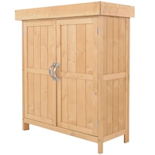Outsunny Wooden Garden Shed Tool Storage House, 74x43x88cm, Natural