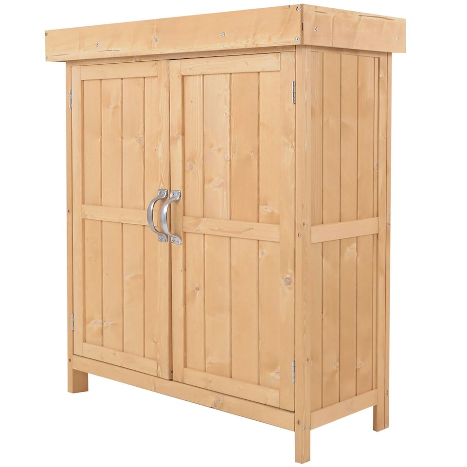 image 1 of Outsunny Wooden Garden Shed Tool Storage House, 74x43x88cm, Natural