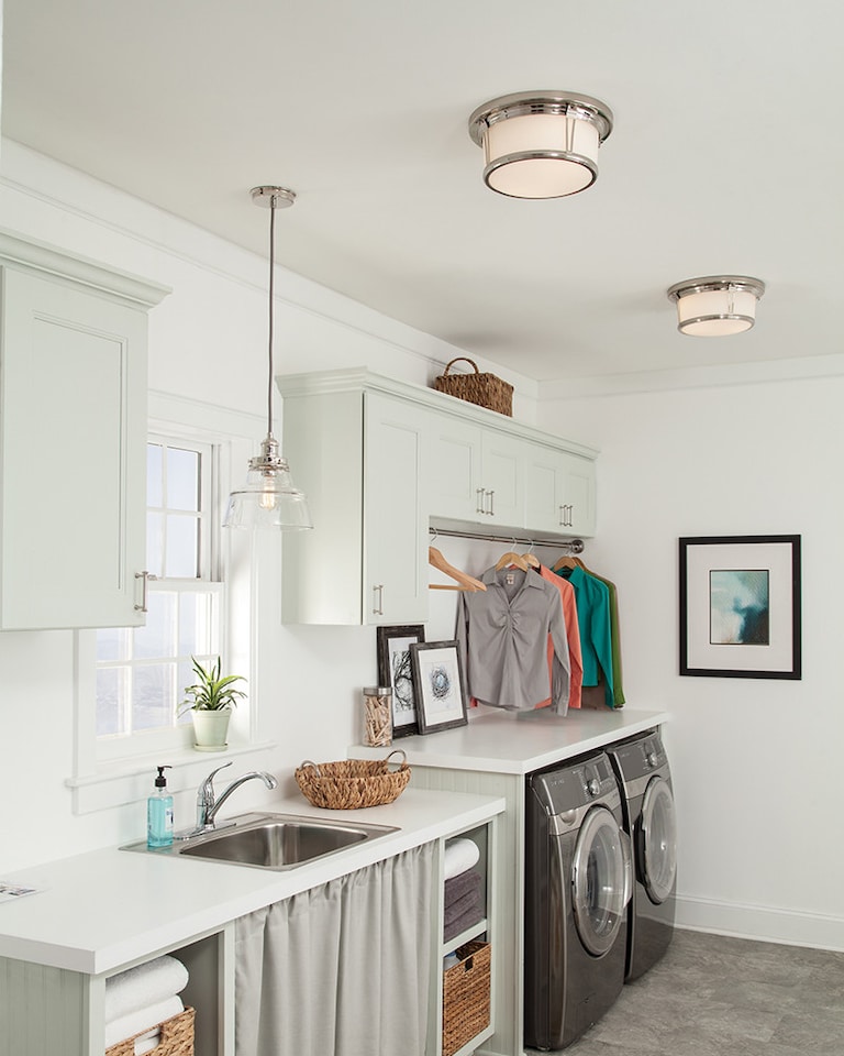 image 1 of Baskin 1 Light Dome Ceiling Pendant Polished Nickel, E27