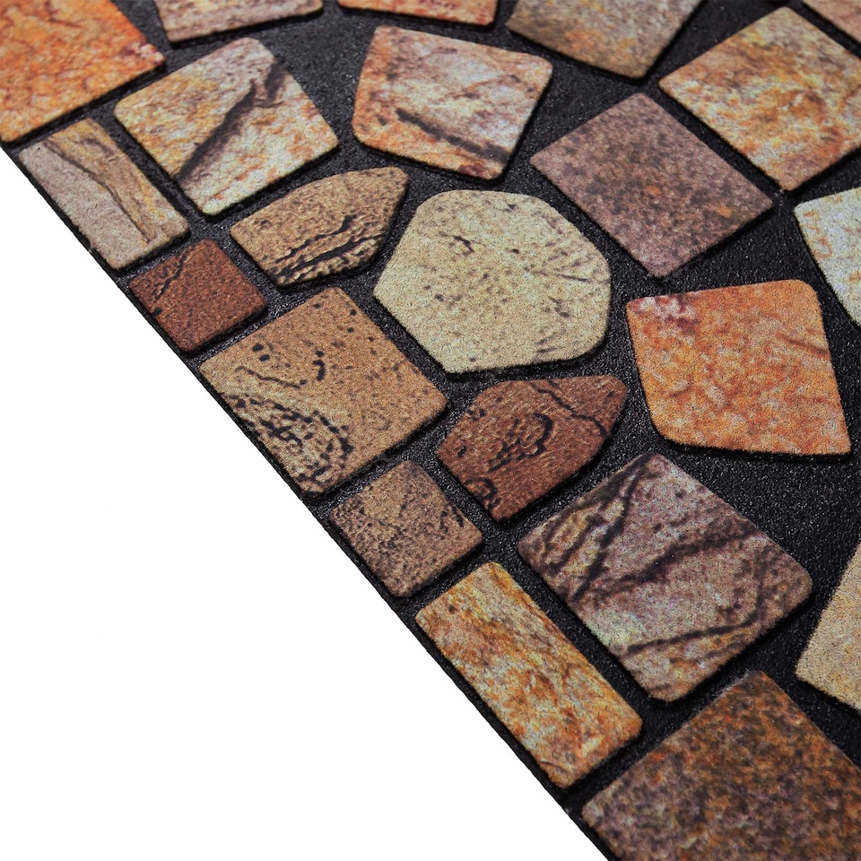 image 1 of Nicoman Rubber Elegant Red Tile Halfmoon Doormat - 75x44cm