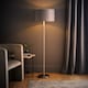 image 3 of ValueLights Charlie Brushed Chrome Floor Lamp Grey Velvet Chrome Shade