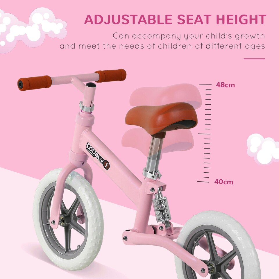 image 1 of HOMCOM Kid Balance Bike ChildrenBicycle Adjustable Seat 2-5 Years No Pedal Pink