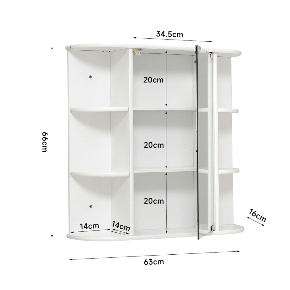 image 1 of Living and Home Wall Mount Bathroom Mirror Cabinet - White