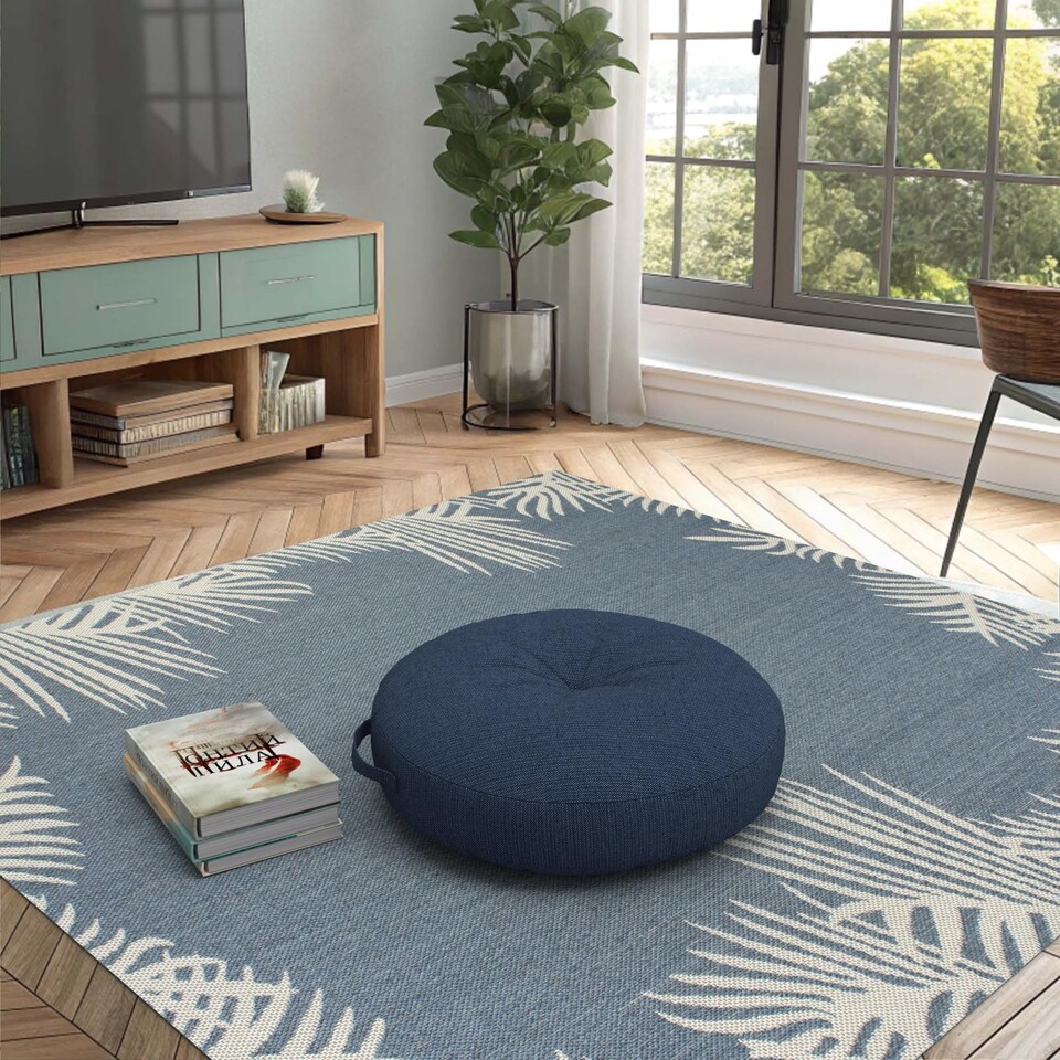 image 1 of Covers&All Sunbrella Round Seat Cushion with Handle, Plush Outdoor Pillows and Chair Cushions, 24 x 5, Spectrum Indigo