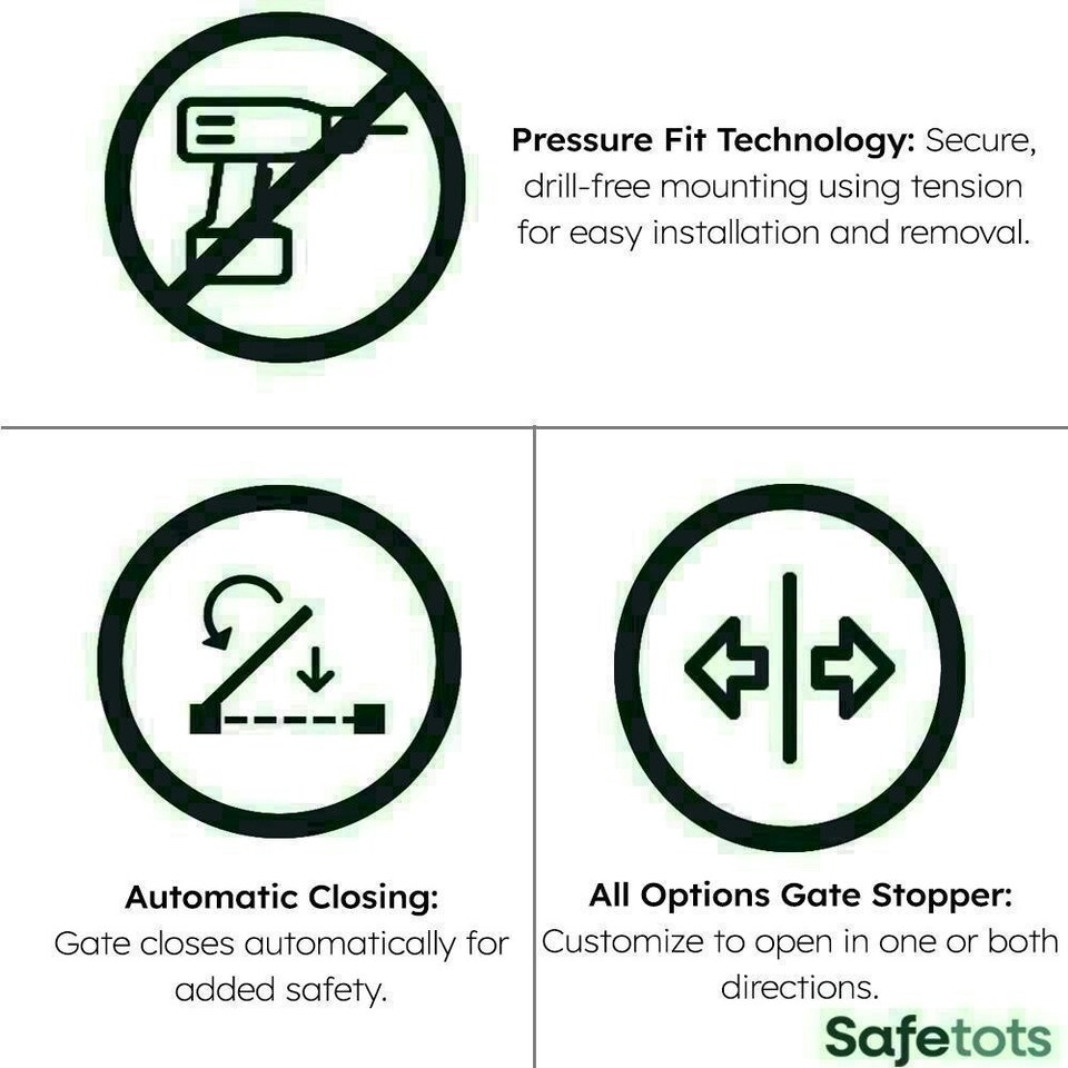 image 1 of Safetots Elite Pressure Safety Gate, 71cm - 80cm, Matt White, Pressure Fit Stair Gate