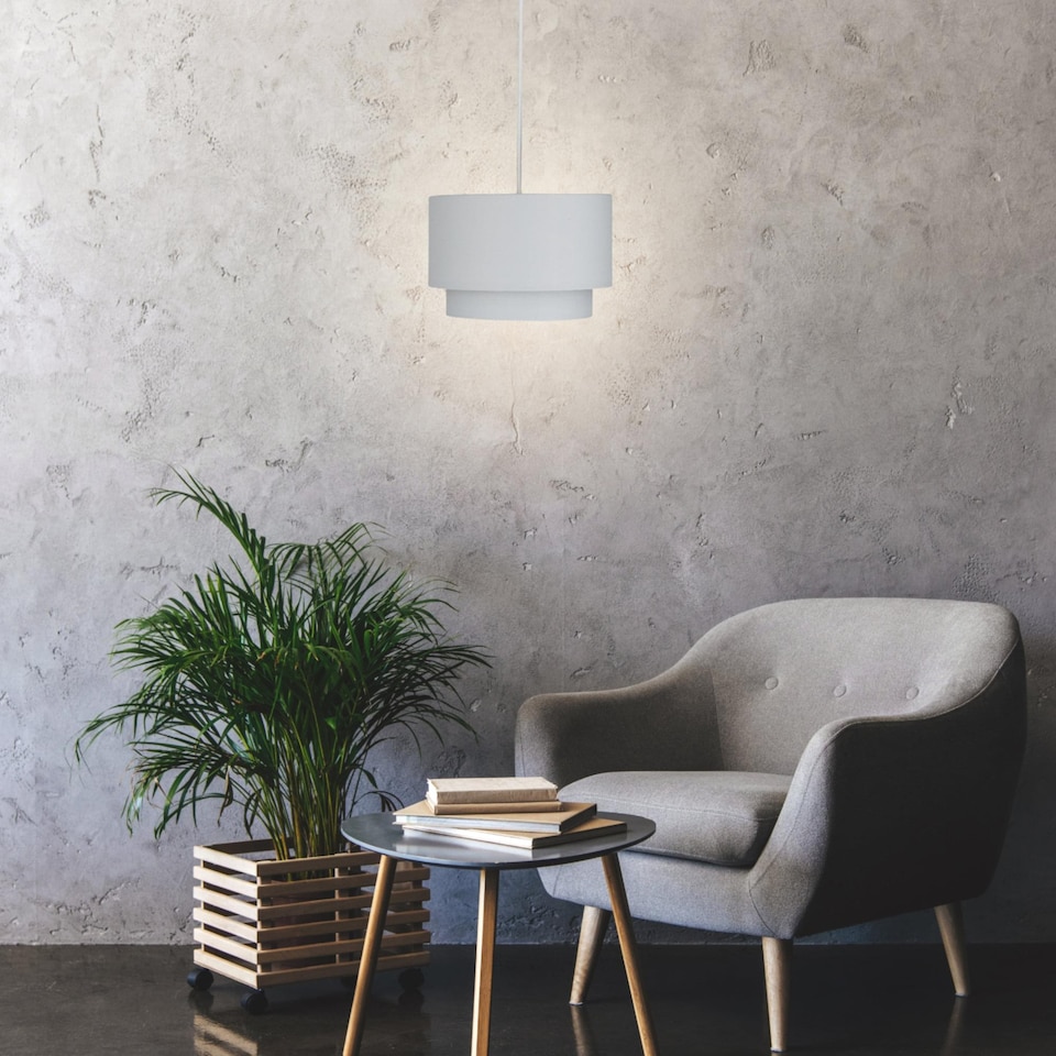 image 1 of Pair of Light Grey 2 Tier Ceiling Light Shades | Grey | Medium | 2