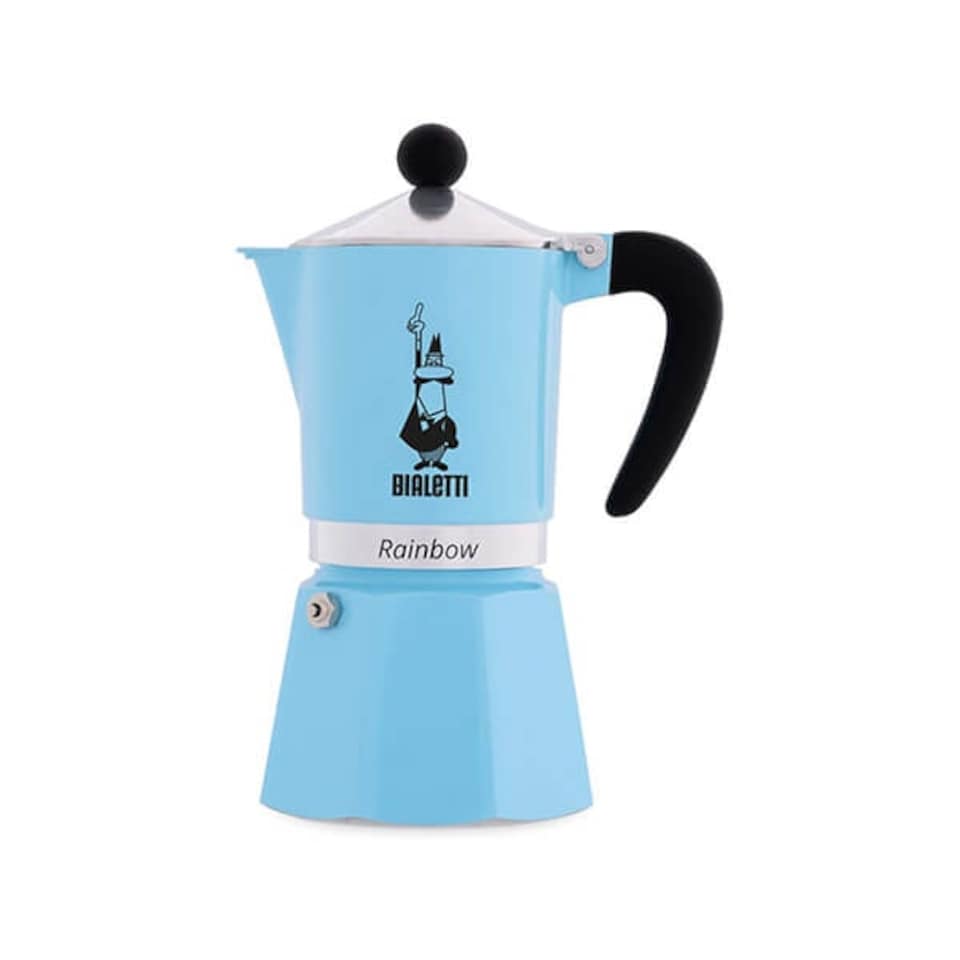 image 1 of Bialetti Rainbow 3 Cup Coffee Maker Light Blue