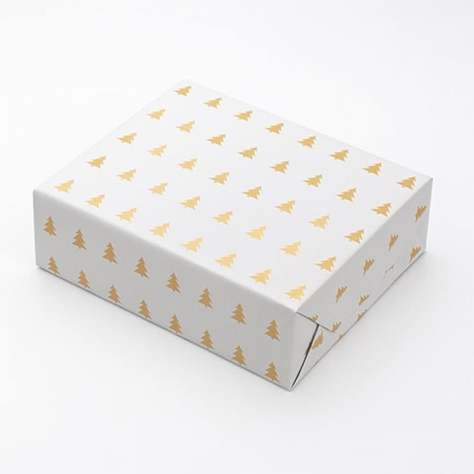 image 1 of Christmas Tree Gold Print Clear Cellophane Gift Wrapping Roll 2m