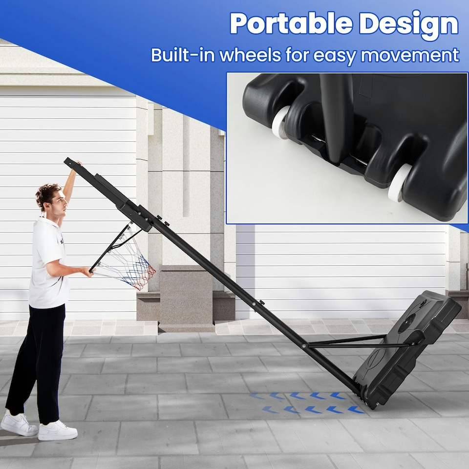 image 1 of COSTWAY Basketball Hoop 4.1-10 FT Adjustable Backboard System Black | Standard