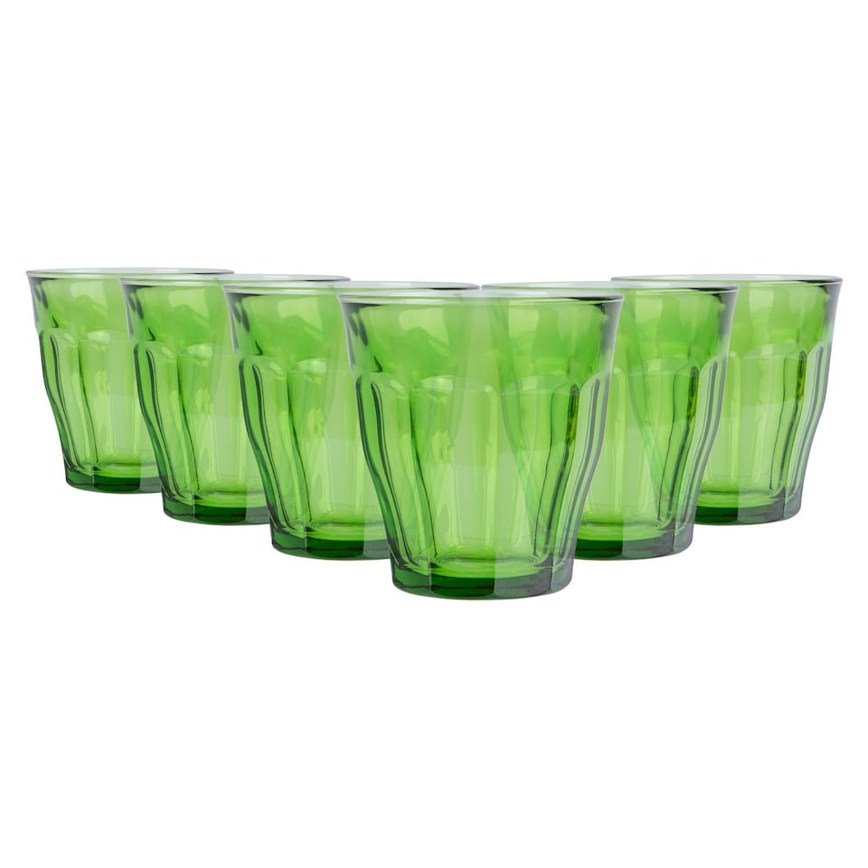image 1 of Duralex Picardie Glass Tumblers - 250ml - Jungle Green - Pack of 6