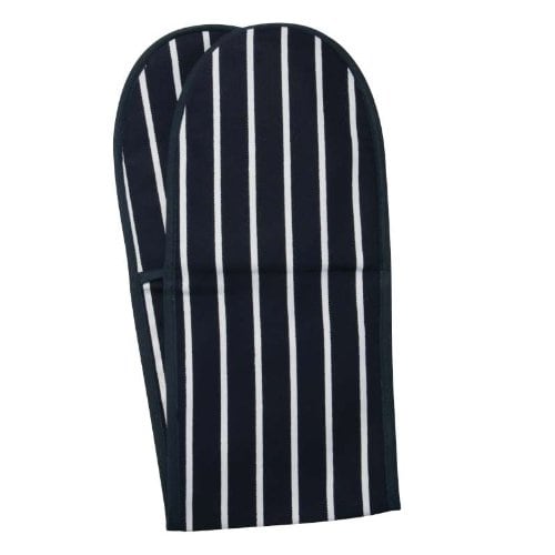 dexam Butchers Stripe Double Oven Gloves - Navy