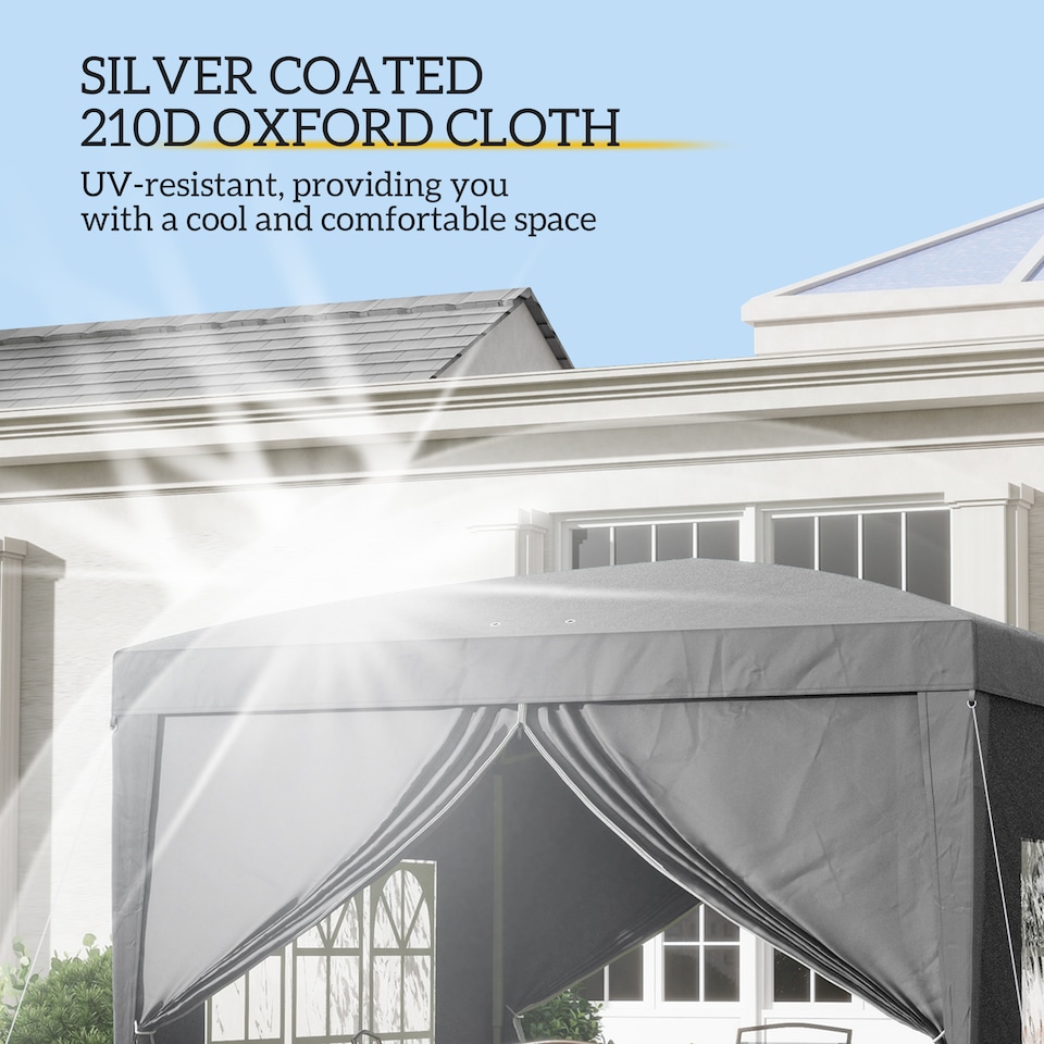 image 1 of Outsunny 3x3(m) Pop Up Gazebo Canopy Marquee w/ Carry Bag, Grey
