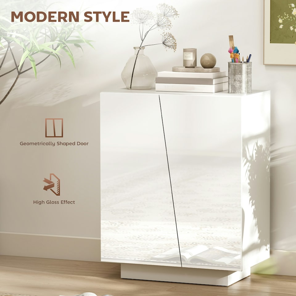 image 1 of HOMCOM High Gloss Storage Cabinet for Bedroom Living Room Dining Room Black