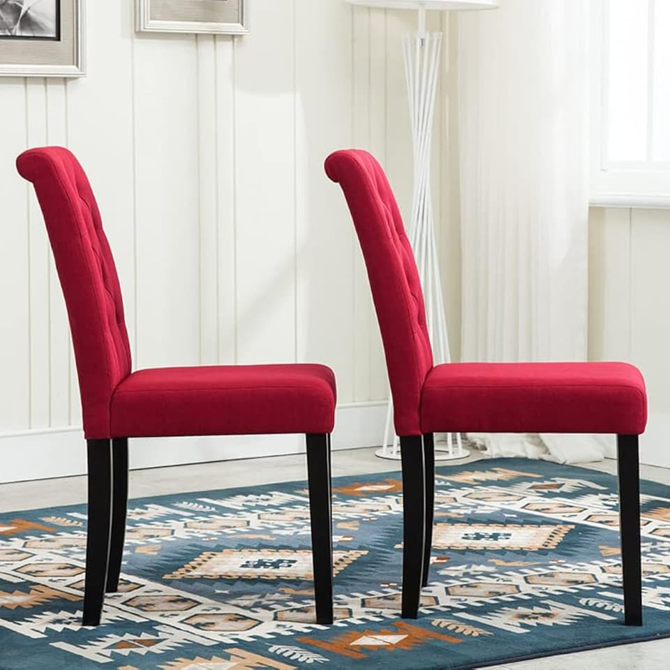 image 1 of MCC Direct Set of 2 Fabric Linen Button Back Kitchen Dining Chairs