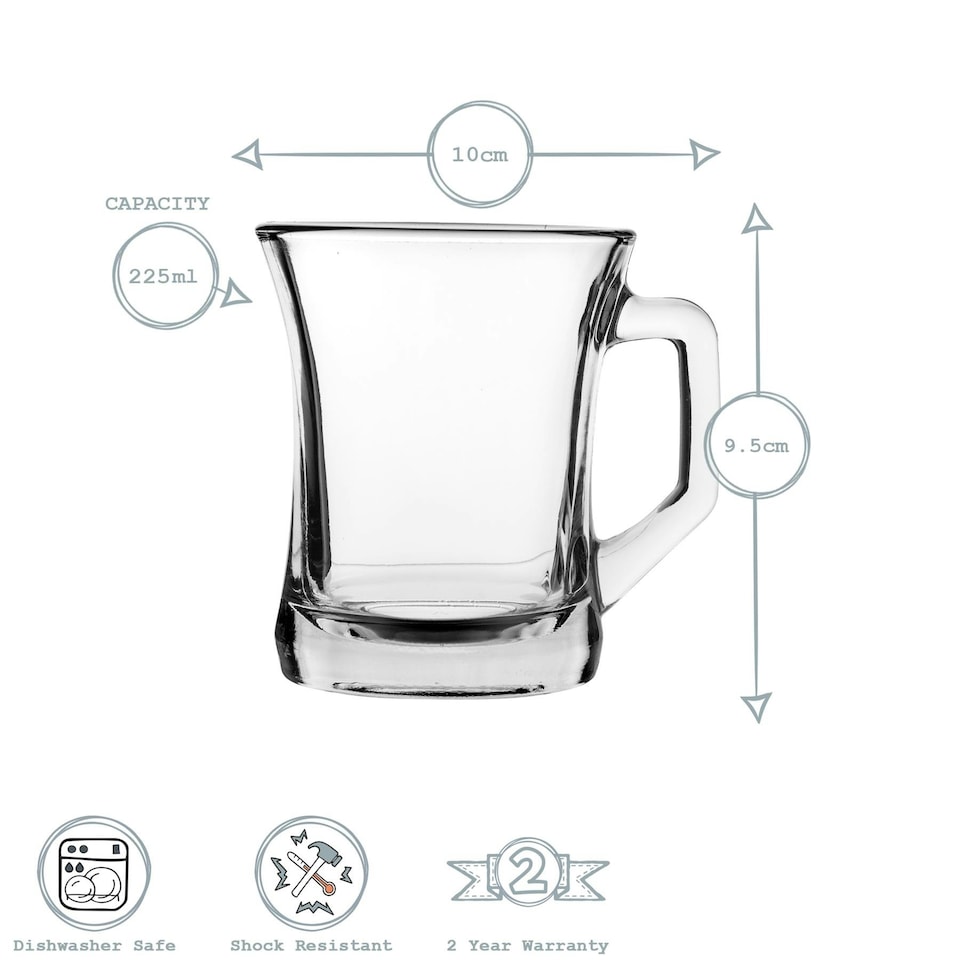 image 1 of LAV Zen+ Glass Coffee Mugs - 225ml - Multicolour - Pack of 6 Multi