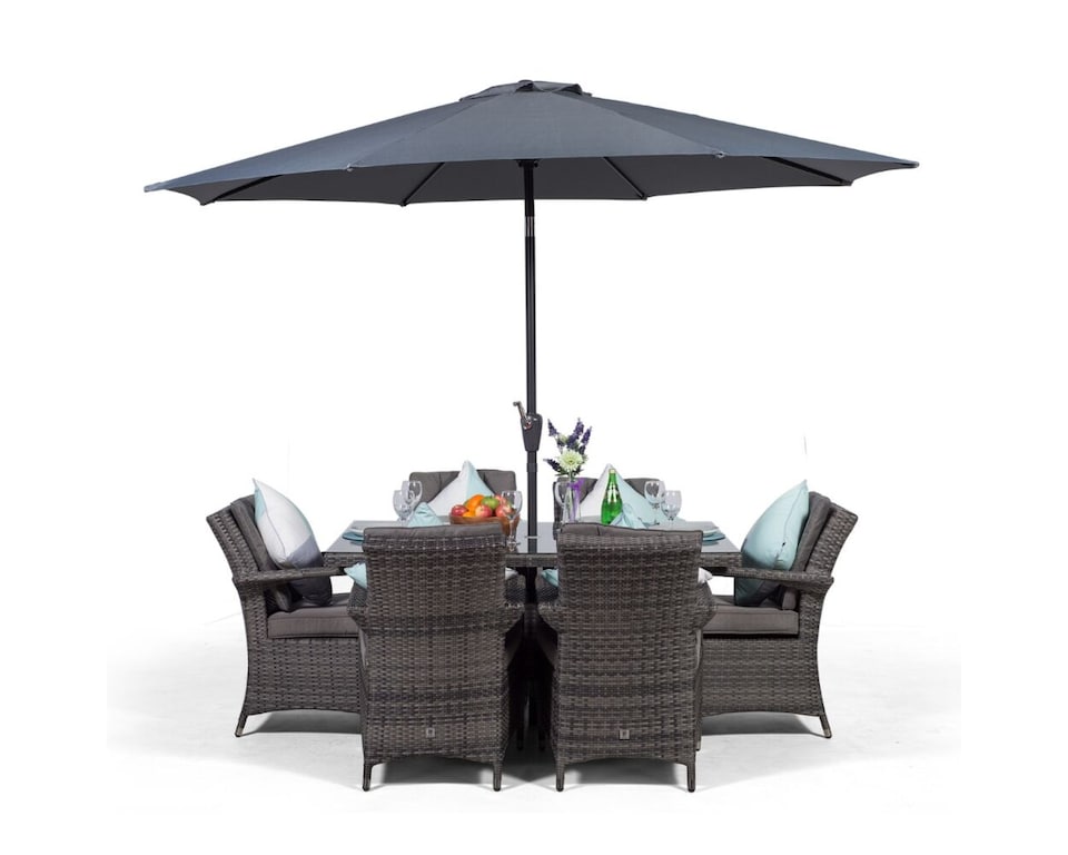 image 1 of Arizona Rectangular 6 Seater Rattan Patio Dining Set | Grey | Grey