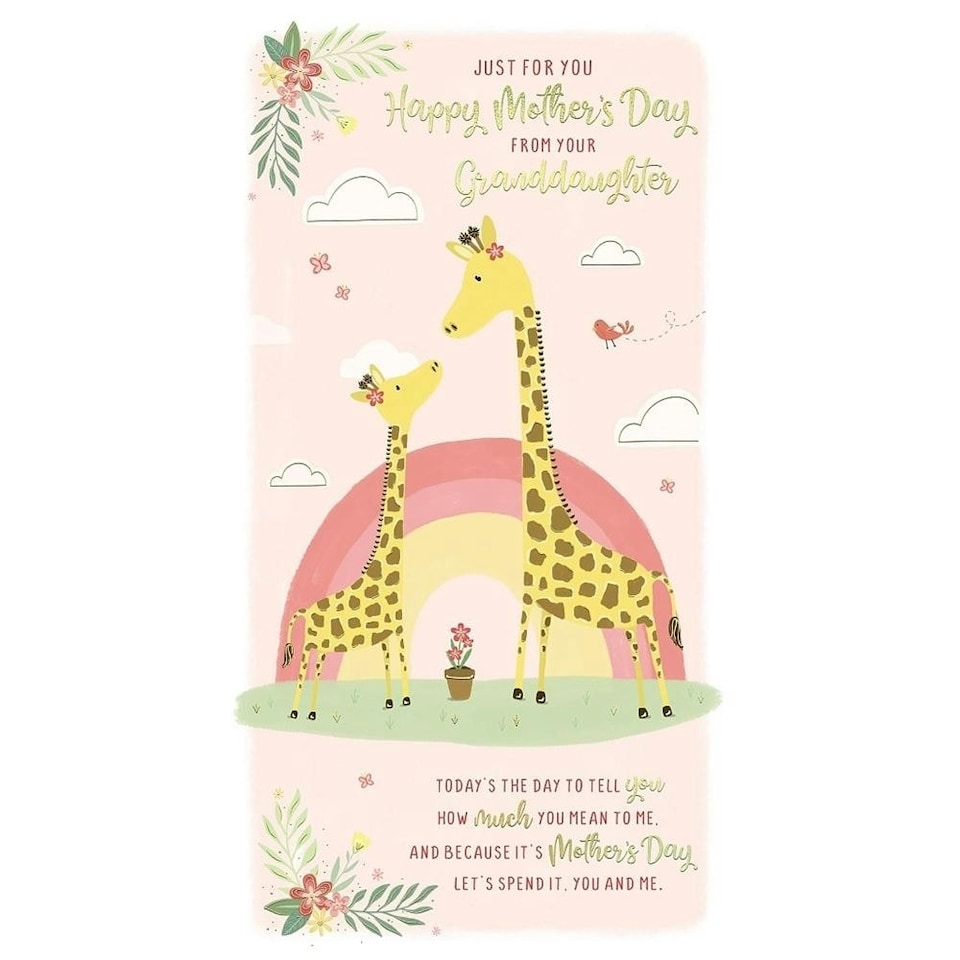 image 1 of Giraffe Design with Floral Accents From Granddaughter Mother's Day Card