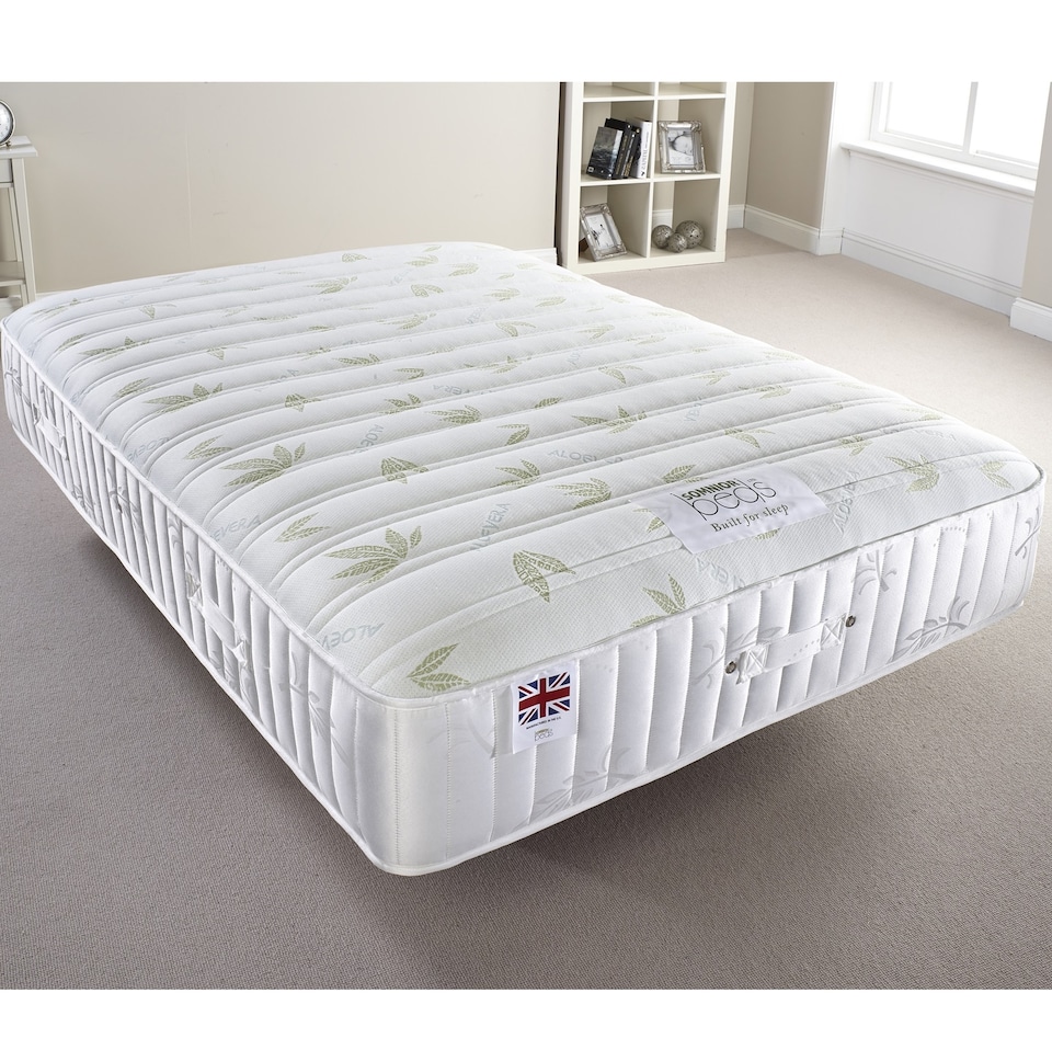 image 1 of Aloe Vera Pocket Spring Mattress with Memory Foam - Medium Firm | White | White | Double