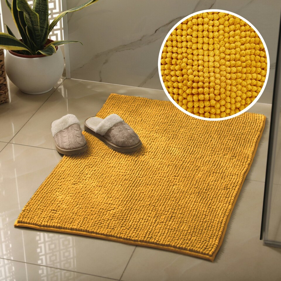image 1 of Chenille Bobble Bath Mat Non-Slip 50 x 80cm - Sage Green