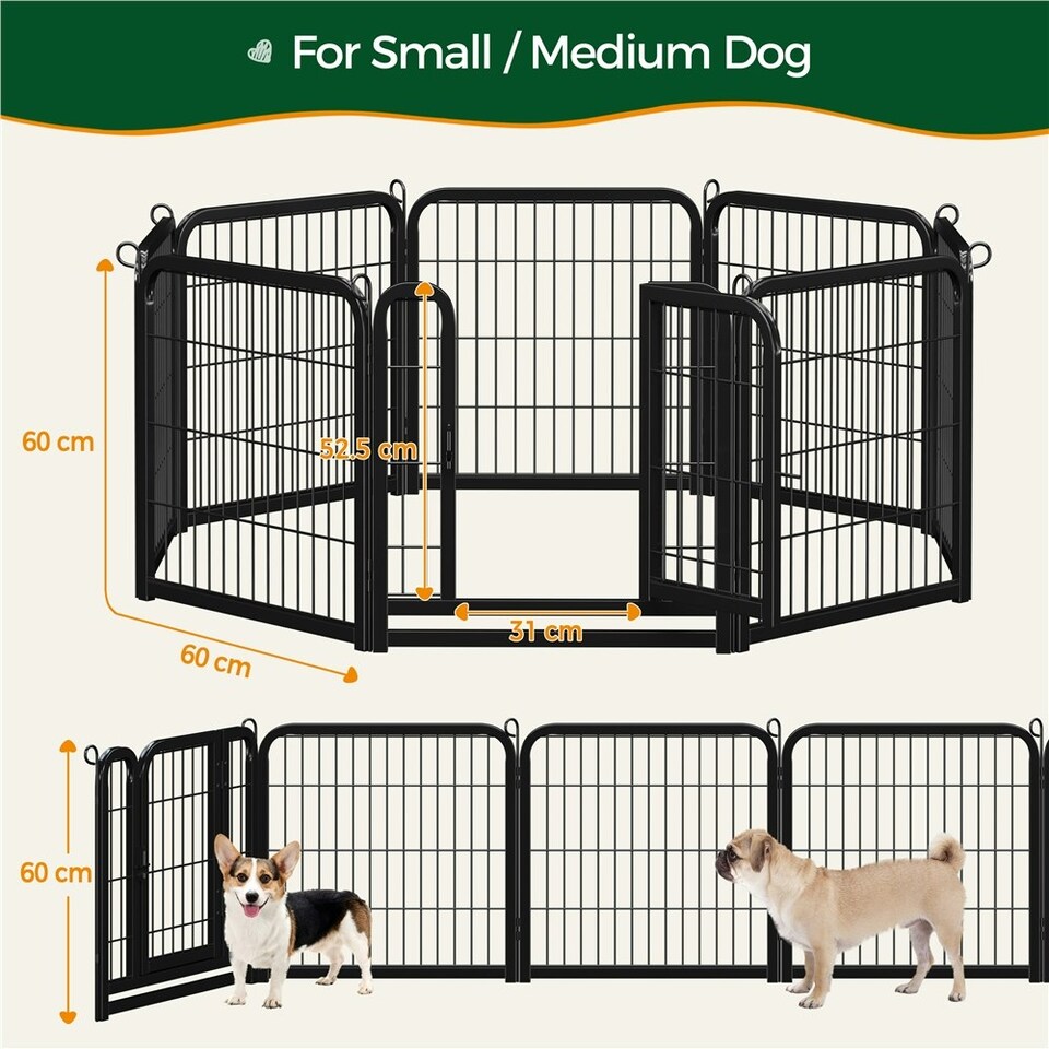 image 1 of Yaheetech 8-Panel Metal Dog Playpen, 60 × 60 cm Black