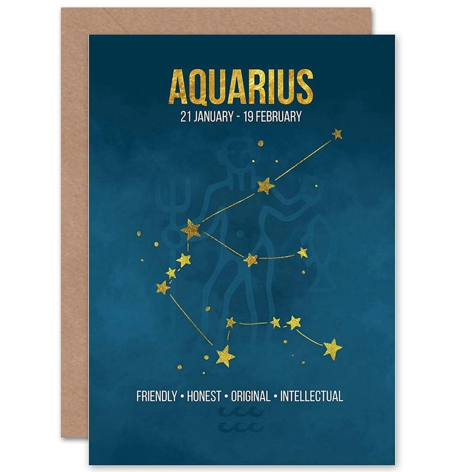 image 1 of Aquarius Star Sign Zodiac Astrology  Birthday Greeting Card