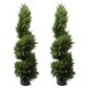 image 1 of Pair 120cm Premium Artificial Cypress Spiral Topiary | Green | 4ft