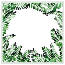 Green botanical leaves (Picture Frame) White | S