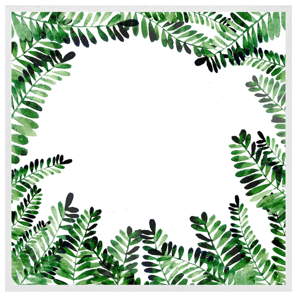 image 1 of Green botanical leaves (Picture Frame) White | S