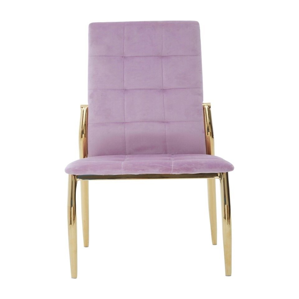 image 1 of Interiors by Premier Pink Velvet Dining Chair, Modern Dining Accent Chair, Pink & Gold Velvet Upholstered Dining Chair for Home