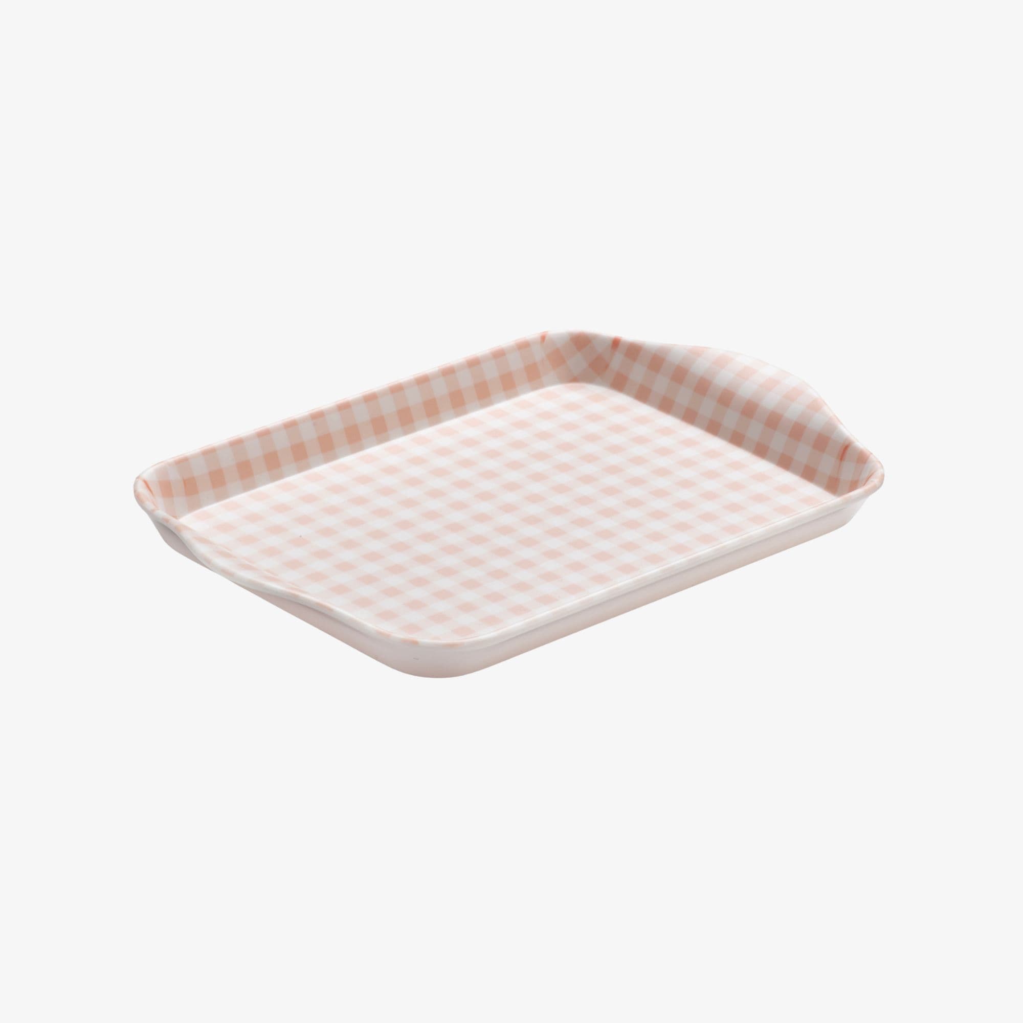 Zeal Melamine Mini Tray, Gingham Pattern, 18 x 14 cm, Rose Pink