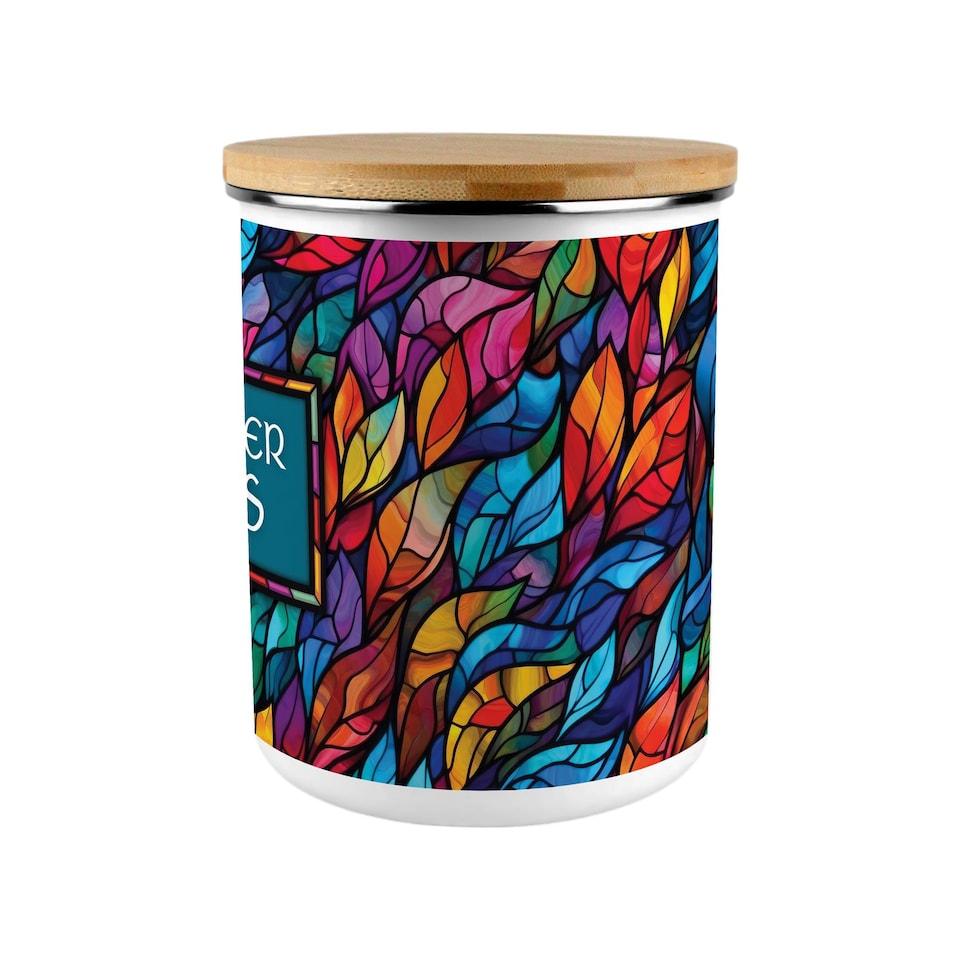 image 1 of Stained Glass Print Dishwasher Tablets Storage Tin